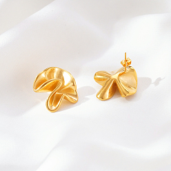 Real 18K Gold Plated Flower 304 Stainless Steel Stud Earrings for Women, Real 18K Gold Plated, 20x20mm