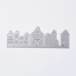 Matte Platinum Color Carbon Steel Cutting Dies Stencils, for DIY Scrapbooking/Photo Album, Decorative Embossing DIY Paper Card, Building, Matte Platinum Color, 5x14.4cm