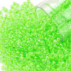 (805) Luminous Neon Green Toho runde Rocailles, japanische Rocailles, (805) leuchtendes Neongrün, 8/0, 3 mm, Bohrung: 1 mm, über 222pcs / Flasche, 10 g / Flasche