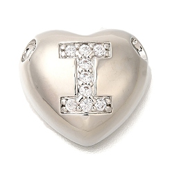 Letter I Стойка металлическая латунная микропрофилированная кубическая циркония подвески, без кадмия и без свинца, сердце с подвесками в виде буквы az, платина, Буква "i", 14.5x16x6 мм, отверстие : 3 мм