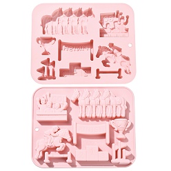 Pink Moldes de silicona con temática de carreras, Rectángulo, rosa, 18.6x14.7x1.9 cm