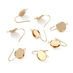 Настоящее золото 18K 304 нержавеющей стали серьги крюков, с вертикальной петлей, плоско-круглые, реальный 18 k позолоченный, 25.5x14x2 мм, отверстие : 1.8 мм, лоток : 12 мм, 20 датчик, штифты : 0.8 мм