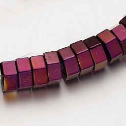 С Фиолетовым Покрытием Гальванизировать немагнитных синтетический гематит нитей бисера, шестиугольник, с фиолетовым покрытием, 8x4 мм, отверстие : 1 мм, около 97 шт / нитка, 15.7 дюйм