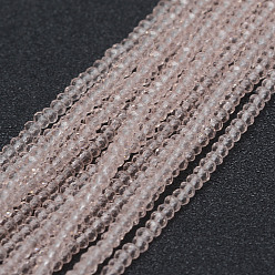 Розовый Прозрачные стеклянные бусины, граненые, рондель, туманная роза, 2.5x1.5 мм, отверстие : 0.5 мм, около 197~201 шт / нитка, 12.9 дюйм (33 см)