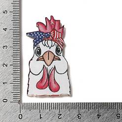 Rooster Independence Day Printed Acrylic Pendants, Rooster, 44.5x22.5x2mm, Hole: 1.5mm