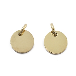 Круглые Геометрический стиль фигуры 304 штамповка из нержавеющей стали пустые бирки брелоки, зеркальная полировка, с целью перехода в кольце, ионное покрытие (ip), реальный 18 k позолоченный, круглые, 10.5 мм, отверстие : 3.5 мм