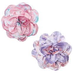 (52) Непрозрачная лаванда 2шт. 2 цвета полиэстер камелии броши, с булавками железа платиновый оттенок, разноцветные, 195~197 мм, 1 шт / цвет