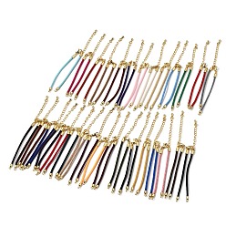 (52) Непрозрачная лаванда 2мм витой круглый нейлоновый шнур для изготовления браслета, подходит для соединительных шармов, с латунными выводами и 303 застежками из лобстера из нержавеющей стали, реальный 18 k позолоченный, разноцветные, 6.22 дюйм (15.8 см)