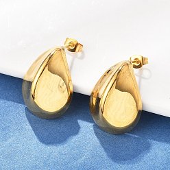 Золотой 304 из нержавеющей стали серьги, слеза, золотые, 23.5x18 мм