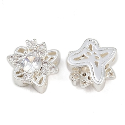 Прозрачный Многожильные звенья из латуни с паве из кубического циркония, долговечный, цветок, серебряный цвет гальваническим, прозрачные, 13x11.5x6 мм, отверстие : 1.9 мм