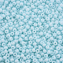 Light Cyan 6/0 Glass Seed Beads, Macaron Color, Round Hole, Round, Light Cyan, 4~4.5x3mm, Hole: 1~1.2mm, about 4500pcs/bag, about 450g/bag.