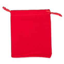 Red Rectangle Velvet Pouches, Gift Bags, Red, 12x10cm