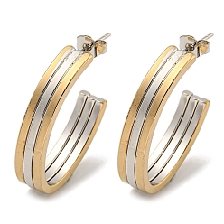 Золотой & Цвет Нержавеющей Стали Буква c 202 многослойные серьги-гвоздики из нержавеющей стали, с 304 штифтами из нержавеющей стали для женщин, золотые и нержавеющая сталь цвет, 29.5x6.5 мм