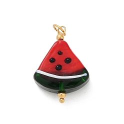 Арбуз 304 нержавеющая сталь с подвесками ручной работы в технике лэмпворк, с целью перехода в кольце, арбуз, 28.5x20.5x10 мм, отверстие : 4.5 мм