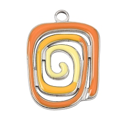 Platinum Stainless Steel+Enamel Pendants, Others, Orange, Platinum, 28.5x20x2mm, Hole: 2.5mm