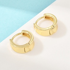 Настоящее золото 18K Латунные серьги обруча, реальный 18 k позолоченный, 11.5x12x5.5 мм