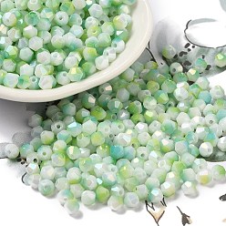 Светло-зеленый Двухцветный стеклянный бисер, окрашенный в технике запекания, граненые двухконусные, светло-зеленый, 4.5x4 мм, отверстие : 1 мм, Около 6428 шт / фунт