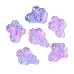 Фиолетовый Прозрачная аэрозольная краска стеклянные шарики, крестик, фиолетовые, 14.5x11.5x3.5 мм, отверстие : 1 мм