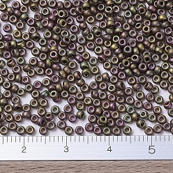 (RR2035) Matte Metallic Khaki Iris MIYUKI Round Rocailles Beads, Japanese Seed Beads, 11/0, (RR2035) Matte Metallic Khaki Iris, 2x1.3mm, Hole: 0.8mm, about 50000pcs/pound