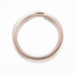 Розовое Золото Ионное покрытие (ip) 304 разъемные кольца для ключей из нержавеющей стали, брелок для ключей, розовое золото , 25x2 мм
