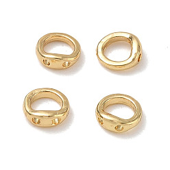 Real 18K Gold Plated Brass Ring Charm Connectors, Bracelet Necklace End Loop Wire Protector, Round Ring, Real 18K Gold Plated, 5x5x2mm, Hole: 0.8mm