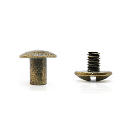 Античная Бронза Латунная заклепка, с железными винтами, для кошелька сумочка обувь кожаный ремень для одежды, античная бронза, 9.5x11 мм, 6.5x9 мм