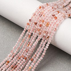 Красный Кварц Нити бусин из натурального железистого кварца, круглые, граненые, 2~2.5 мм, отверстие : 0.5 мм, около 145~197 шт / нитка, 15.24~15.43'' (38.7~39.2 см)