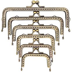 Античная Бронза Ручка с железным кошельком, С обнаружением фарфора, Для швейной машины, античная бронза, 6.5x4 см, 7.5x4 см, 8.5x4.5 см, 10.5x4.5 см, 15.7x7 см, 12.5x5 см, 6 шт / комплект