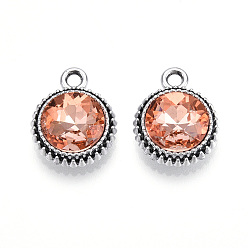 Сэнди Коричневый K 5 стеклянные подвески, плоско-круглые, граненые, со сплавочной фурнитурой, платина, песчаный коричневый, 17~17.7x14x5.2~6 мм, отверстие : 2 мм