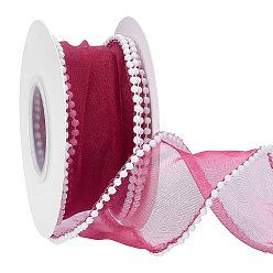 Красный Лента из полиэстера и пластика, для вечеринки по упаковке подарков, красные, 1-5/8 дюйм (40 мм), около 4.92 ярдов (4.5 м) / рулон