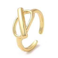 Golden Brass Open Cuff Rings, Oval Toggle Clasp Style Ring for Women, Golden, 2~11mm, Inner Diameter: 17.3mm