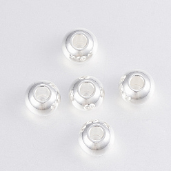 Серебро 304 из нержавеющей стали бусы, круглые, разноцветные, 6x5 мм, отверстие : 2 мм