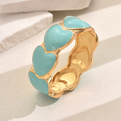 Бледно-бирюзовый Классические браслеты-сердечки из сплава с эмалью для женщин, идеальный подарок на день святого валентина, бледные бирюзовая, внутренний диаметр: 2-3/8 дюйм (6 см)