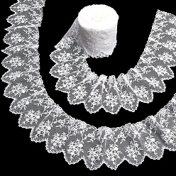 Белый 7.5 ярдов цветочный узор искусственные волокна кружево вышивка шитье отделка, аксессуары для одежды diy, белые, 109~110x0.6 мм