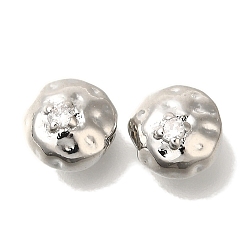 Платина Латунные микро проложить кубического циркония бусы, круглые, платина, 7x8x6 мм, отверстие : 1.6 мм