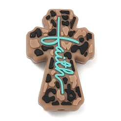 Верблюжий Силиконовые фокусные шарики, крестик, верблюжие, 29.5x19.5x8.5 мм, отверстие : 3 мм