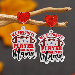 Красный Серьги-гвоздики из акрила с леопардовым принтом в виде сердца для матери и ребенка, красные