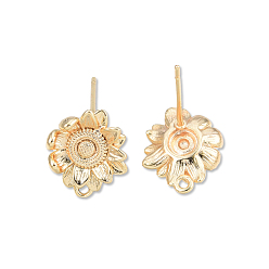 Настоящее золото 18K Изделия из латуни, с горизонтальной петлей, без кадмия, без никеля и без свинца, цветок, реальный 18 k позолоченный, 11.5x9.5 мм, отверстие : 1 мм, штифты : 0.7 мм