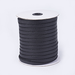 Black Flat Imitation Leather Cords, Black, 10x2mm, about 50m/roll(54.68yards/roll)