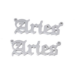 Aries Non-Tarnish 304 Stainless Steel Connector Charms, Word, Aries, 9x26x1mm, Hole: 0.8mm
