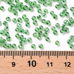 Green Glass Seed Beads, Trans. Colours Lustered, Round, Green, 2mm, Hole: 1mm, 30000pcs/pound