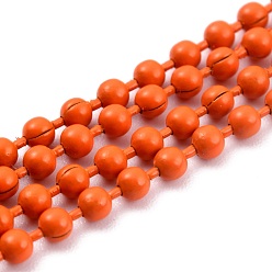 Оранжево-Красный Латунные шариковые цепи ручной работы, пайки, с катушкой, оранжево-красный, 3 мм, 32.8 футов (10 м) / рулон