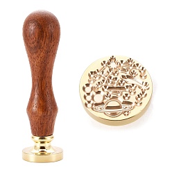 Airplane Brass Wax Sealing Stamp, with Wood Handle for Post Decoration DIY Card Making, Plane Pattern, 89.5x25.5mm