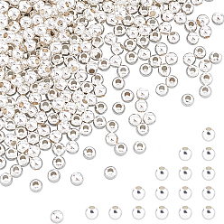 Серебро Латунные бусины, долговечный, круглые, серебряные, 1/8 дюйм (4 мм), 300 шт / коробка