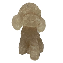 Розовый Кварц Украшение для выставки собак из смолы, с натуральной крошкой розового кварца внутри статуй для украшения домашнего офиса, 55x55x100 мм