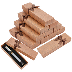 Saddle Brown Cardboard Pen Package Boxes, Pen Gift Boxes, Rectangle with Bowknot, Saddle Brown, 16.3x4.8x3.3cm