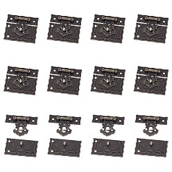 Antik Bronze Holzkiste Schloßfalle Spangen, Antik Bronze, 42x51x9 mm, Bohrung: 2.5 mm, 12sets / box