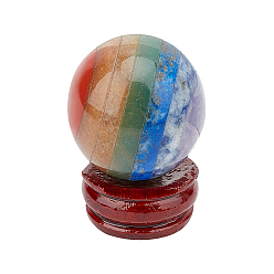 (52) Непрозрачная лаванда Семь чакр хрустальный шар, с базой, для украшения стола, красочный, 30x37.5 мм