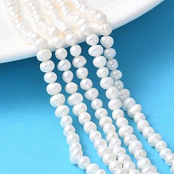 Желтая Старая Ткань  Нити из натурального культивированного пресноводного жемчуга, класс 2а++, картофель, старое кружево, 5~6 мм, отверстие : 0.8 мм, около 57~58 шт / нитка, 13.50~13.70 дюйм (34.3~34.8 см)