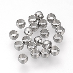 Color de Acero Inoxidable 304 de acero inoxidable perlas espaciadoras, Rondana plana, color acero inoxidable, 3x2 mm, agujero: 1.8 mm